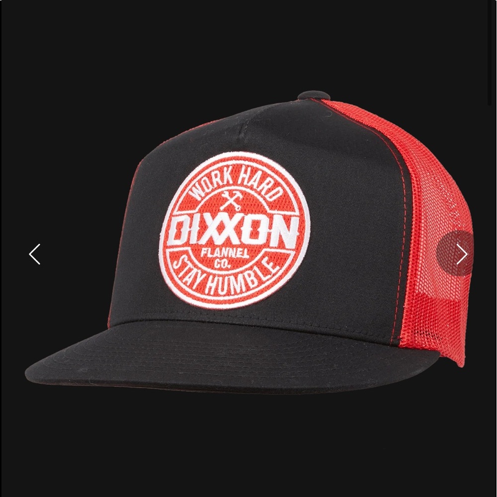 Dixxon Red Corpo flat bill trucker SnapBack